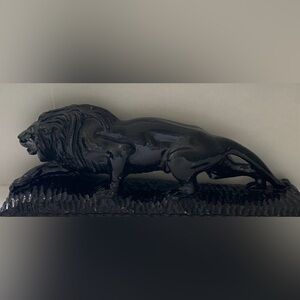Majestic Black Lion Sculpture
